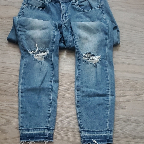 Blue Distressed Women's Jeans - Picture 3 of 4